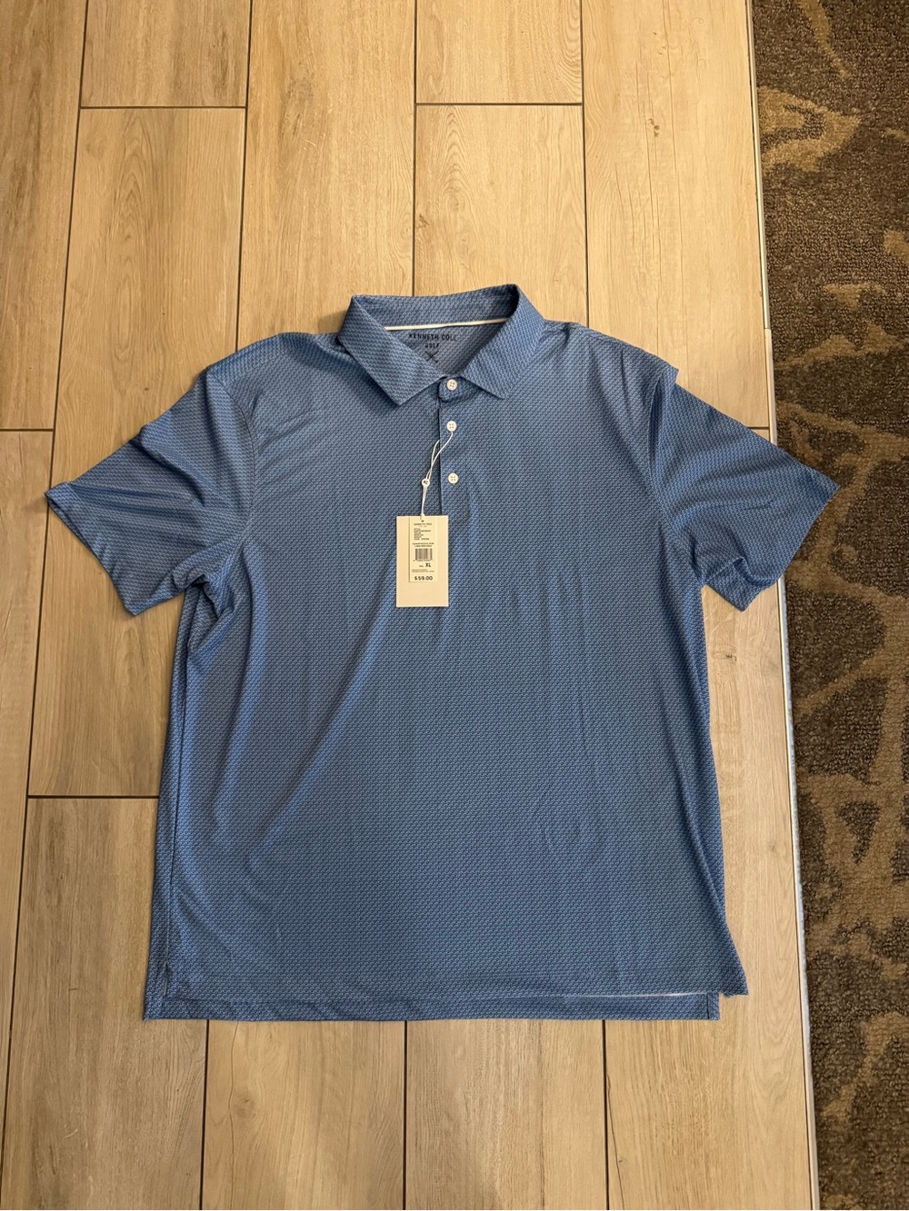 Kenneth Cole Men's Light Blue Textured Polo
